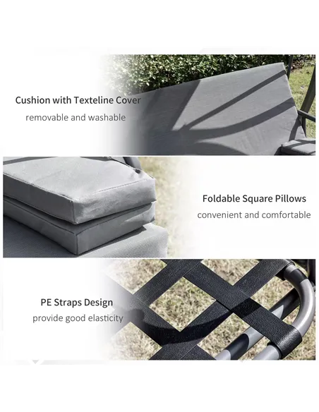 Outsunny 2-in-1 Patio 3 Seater Swing Chair Hammock w/ Cushion Adjustable Canopy Garden