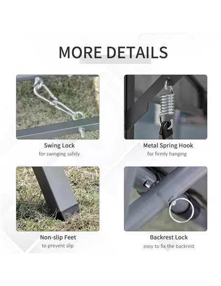 Outsunny 2-in-1 Patio 3 Seater Swing Chair Hammock w/ Cushion Adjustable Canopy Garden