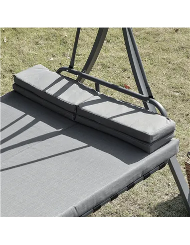 Outsunny 2-in-1 Patio 3 Seater Swing Chair Hammock w/ Cushion Adjustable Canopy Garden