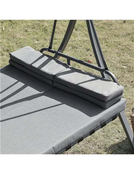 Outsunny 2-in-1 Patio 3 Seater Swing Chair Hammock w/ Cushion Adjustable Canopy Garden