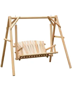 Outsunny Outdoor 2 Seater Swing Chair Larch Wood Garden Swing Seat Porch Hammock Bench Lounger