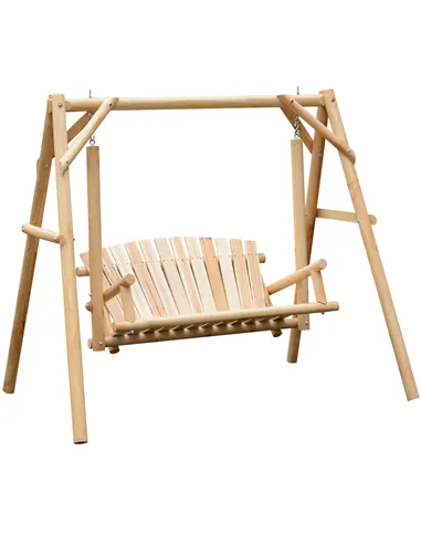 Outsunny Outdoor 2 Seater Swing Chair Larch Wood Garden Swing Seat Porch Hammock Bench Lounger