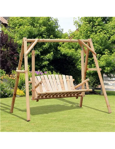 Outsunny Outdoor 2 Seater Swing Chair Larch Wood Garden Swing Seat Porch Hammock Bench Lounger