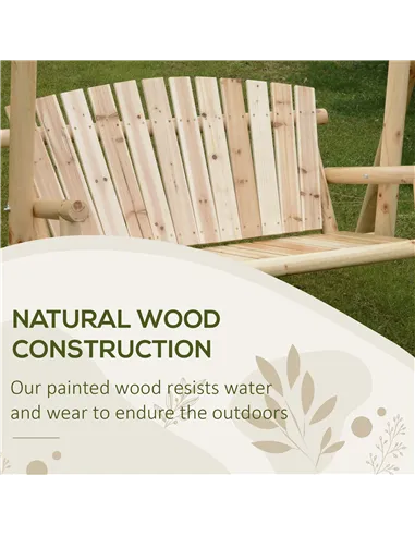 Outsunny Outdoor 2 Seater Swing Chair Larch Wood Garden Swing Seat Porch Hammock Bench Lounger