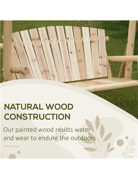 Outsunny Outdoor 2 Seater Swing Chair Larch Wood Garden Swing Seat Porch Hammock Bench Lounger