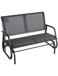 Outsunny 2-Person Outdoor Glider Bench Patio Double Swing Gliding Chair Loveseat w/Power Coated Steel Frame for Garden Patio Por