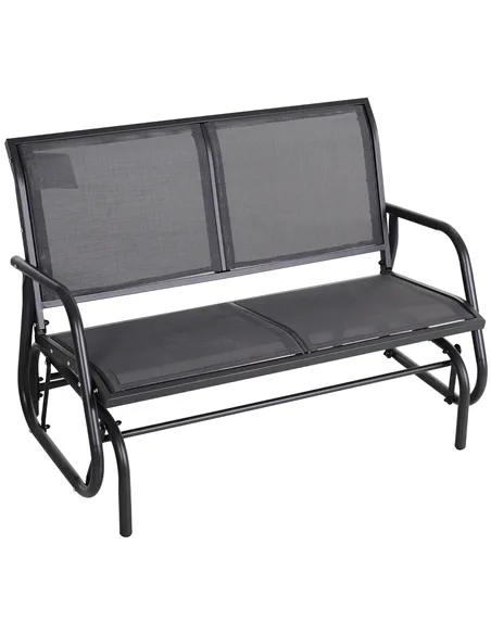 Outsunny 2-Person Outdoor Glider Bench Patio Double Swing Gliding Chair Loveseat w/Power Coated Steel Frame for Garden Patio Por