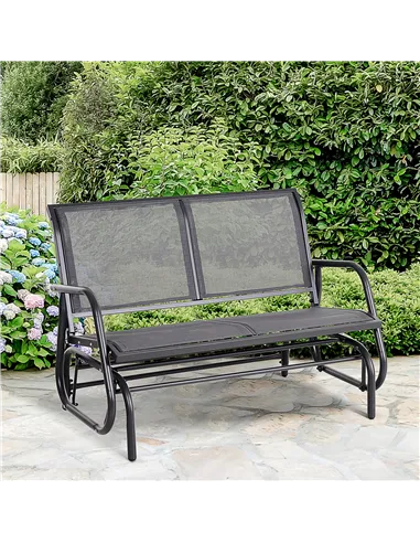 Outsunny 2-Person Outdoor Glider Bench Patio Double Swing Gliding Chair Loveseat w/Power Coated Steel Frame for Garden Patio Por