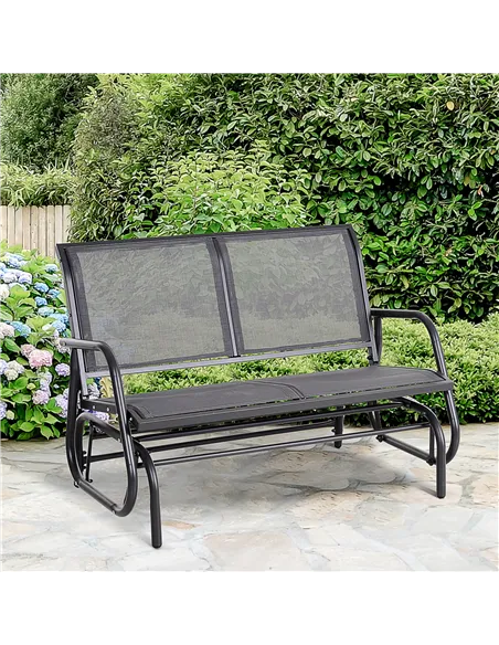 Outsunny 2-Person Outdoor Glider Bench Patio Double Swing Gliding Chair Loveseat w/Power Coated Steel Frame for Garden Patio Por