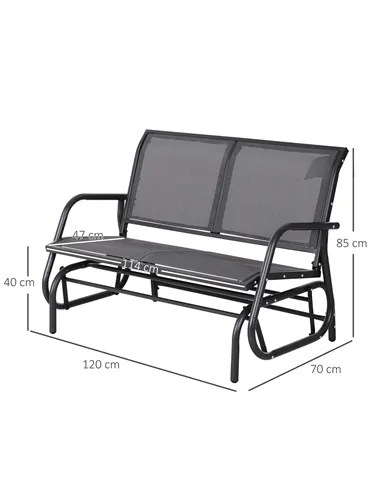 Outsunny 2-Person Outdoor Glider Bench Patio Double Swing Gliding Chair Loveseat w/Power Coated Steel Frame for Garden Patio Por