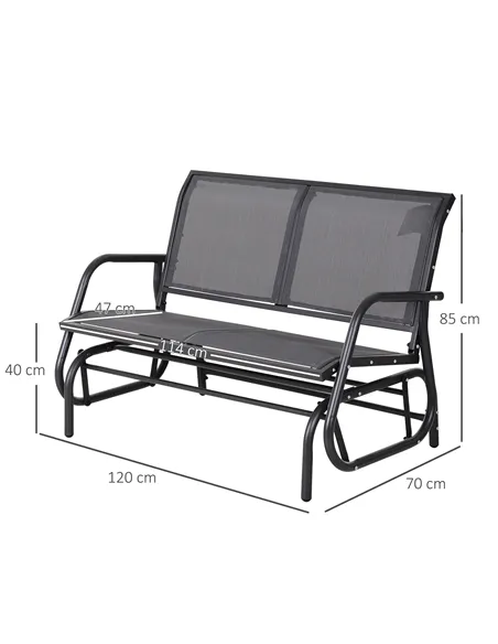 Outsunny 2-Person Outdoor Glider Bench Patio Double Swing Gliding Chair Loveseat w/Power Coated Steel Frame for Garden Patio Por