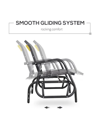 Outsunny 2-Person Outdoor Glider Bench Patio Double Swing Gliding Chair Loveseat w/Power Coated Steel Frame for Garden Patio Por