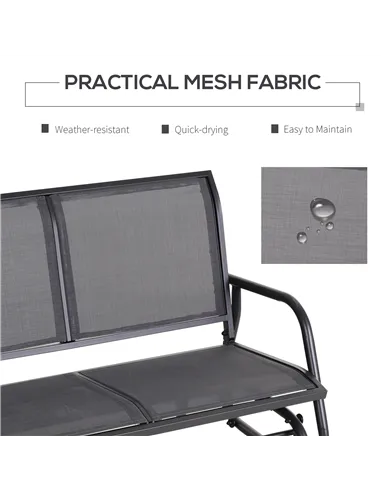 Outsunny 2-Person Outdoor Glider Bench Patio Double Swing Gliding Chair Loveseat w/Power Coated Steel Frame for Garden Patio Por