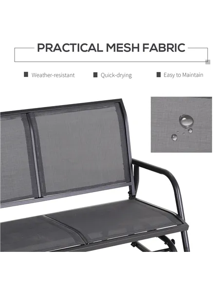 Outsunny 2-Person Outdoor Glider Bench Patio Double Swing Gliding Chair Loveseat w/Power Coated Steel Frame for Garden Patio Por