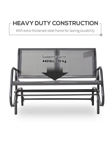 Outsunny 2-Person Outdoor Glider Bench Patio Double Swing Gliding Chair Loveseat w/Power Coated Steel Frame for Garden Patio Por