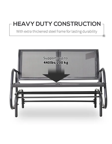 Outsunny 2-Person Outdoor Glider Bench Patio Double Swing Gliding Chair Loveseat w/Power Coated Steel Frame for Garden Patio Por