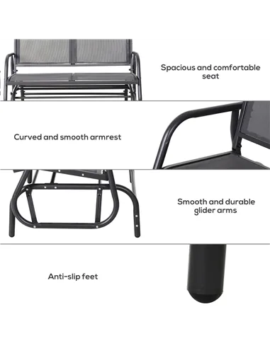 Outsunny 2-Person Outdoor Glider Bench Patio Double Swing Gliding Chair Loveseat w/Power Coated Steel Frame for Garden Patio Por