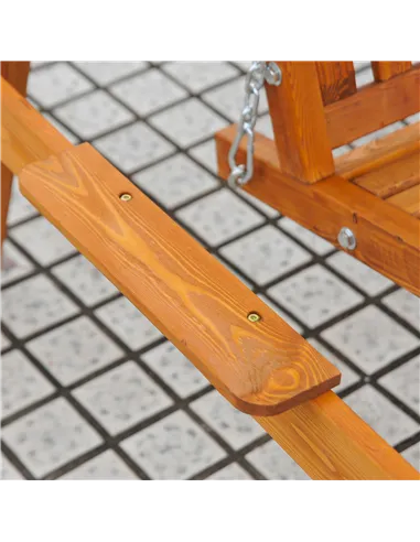 Outsunny 3 Seater Garden Swing Seat with Canopy, Wooden Swing Chair, Outdoor Hammock Bench for Balcony Patio Porch, Cream White