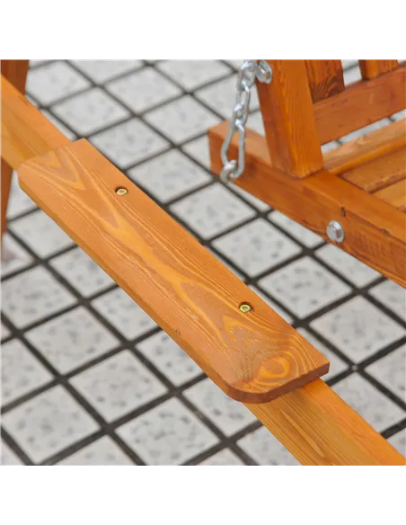 Outsunny 3 Seater Garden Swing Seat with Canopy, Wooden Swing Chair, Outdoor Hammock Bench for Balcony Patio Porch, Cream White