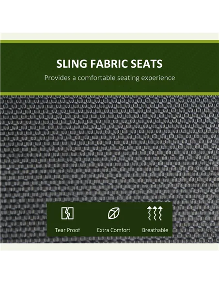 Outsunny Three Person Steel Outdoor Porch Swing Chair Bench with Canopy Cover - Black