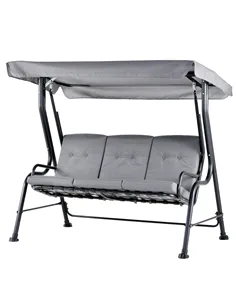 Outsunny Outdoor 3-person Metal Porch Swing Chair Bench, Grey