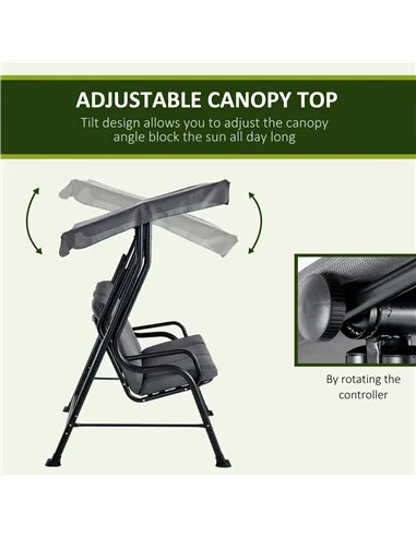 Outsunny Outdoor 3-person Metal Porch Swing Chair Bench, Grey