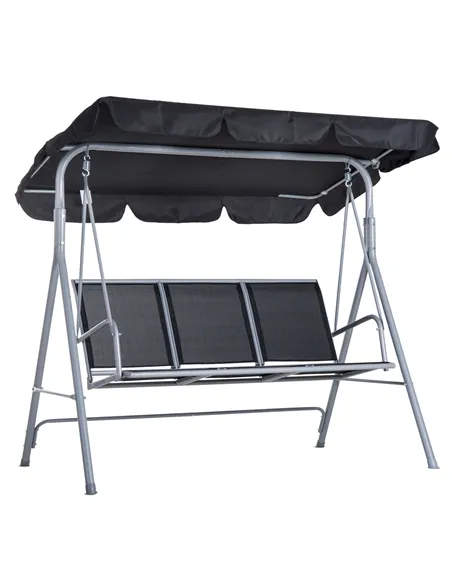 Outsunny Outdoor 3-Seater Swing Chair-Black