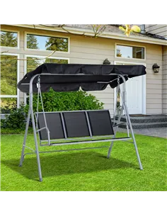 Outsunny Outdoor 3-Seater Swing Chair-Black 2