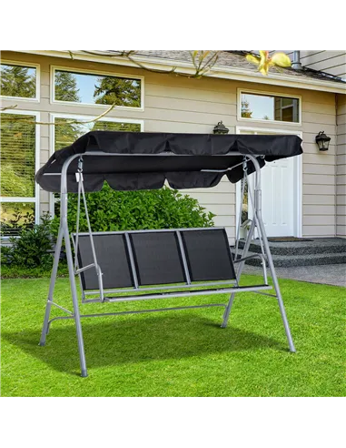 Outsunny Outdoor 3-Seater Swing Chair-Black