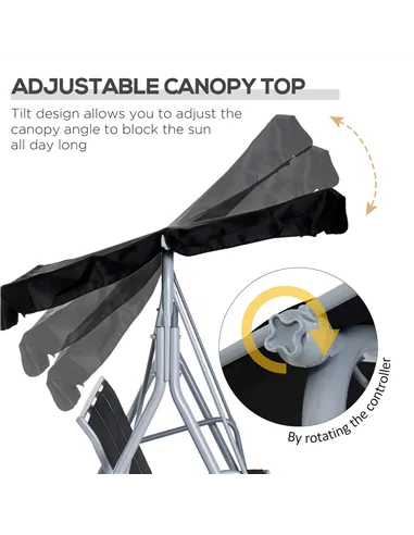 Outsunny Outdoor 3-Seater Swing Chair-Black