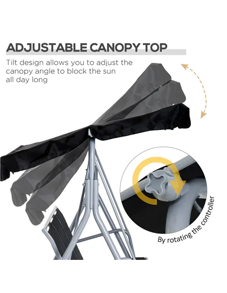 Outsunny Outdoor 3-Seater Swing Chair-Black