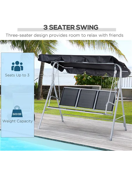 Outsunny Outdoor 3-Seater Swing Chair-Black