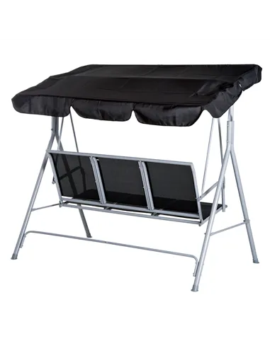 Outsunny Outdoor 3-Seater Swing Chair-Black