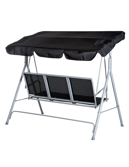 Outsunny Outdoor 3-Seater Swing Chair-Black