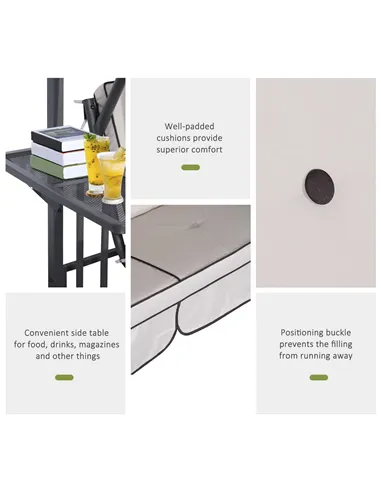 Outsunny Outdoor Garden 2 Seater Canopy Swing Chair Seat Porch Loveseat Vintage Hammock Cushioned Seat w/ and Side Drink Panel