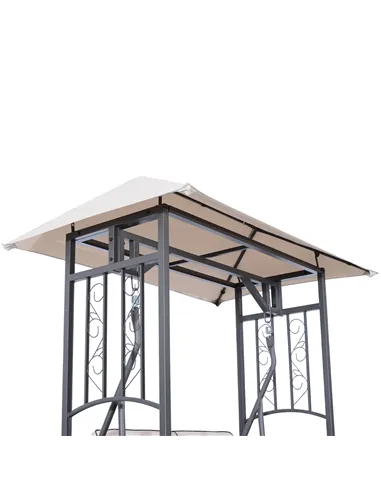 Outsunny Outdoor Garden 2 Seater Canopy Swing Chair Seat Porch Loveseat Vintage Hammock Cushioned Seat w/ and Side Drink Panel