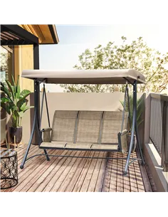 Outsunny 3 Seater Garden Swing Seat Outdoor Swing Chair with High Back Design, Steel Frame, Side Pouches, Adjustable Canopy, Bro 2