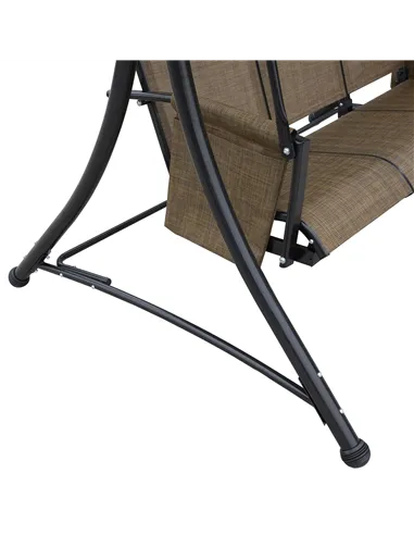 Outsunny 3 Seater Garden Swing Seat Outdoor Swing Chair with High Back Design, Steel Frame, Side Pouches, Adjustable Canopy, Bro