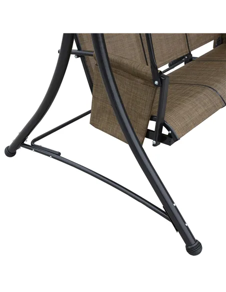 Outsunny 3 Seater Garden Swing Seat Outdoor Swing Chair with High Back Design, Steel Frame, Side Pouches, Adjustable Canopy, Bro