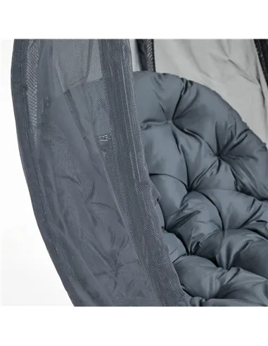 Outsunny Hanging Egg Chair, Folding Texteline Swing Hammock with Side Pocket, Cushion and Stand for Indoor Outdoor, Patio Garden