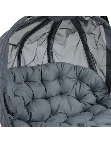 Outsunny Double Hanging Egg Chair 2 Seaters Texteline Swing Hammock Chair with Stand, Cushion and Folding Design, for Indoor and