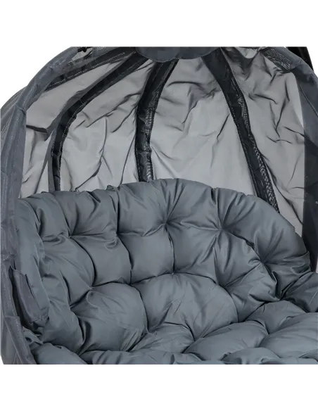 Outsunny Double Hanging Egg Chair 2 Seaters Texteline Swing Hammock Chair with Stand, Cushion and Folding Design, for Indoor and