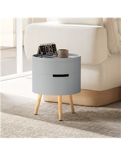 HOMCOM 3-Tier Coffee Table, Round End Table with 2 Hidden Compartments and Detachable Tray, Side Table with Storage for Living R 2
