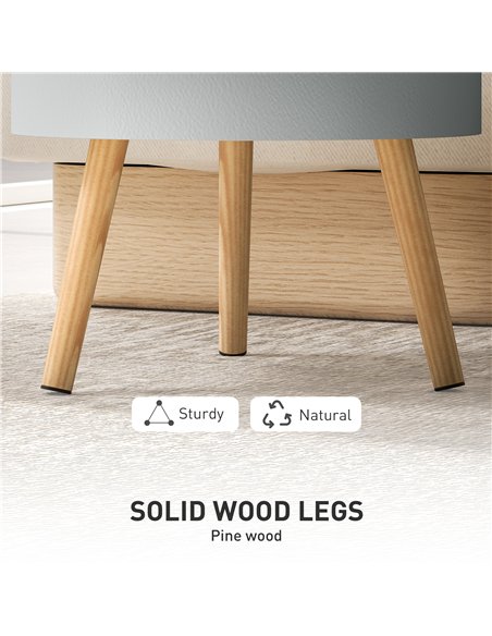 HOMCOM 3-Tier Coffee Table, Round End Table with 2 Hidden Compartments and Detachable Tray, Side Table with Storage for Living R