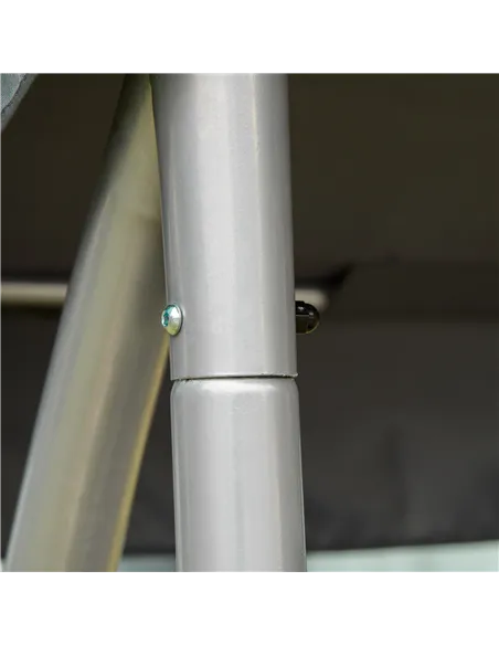 Outsunny Three Person Steel Outdoor Porch Swing Chair Bench w/ Canopy Cover Grey