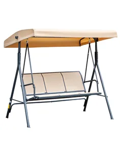 Outsunny 3 Seater Swing Chair, Garden Swing Bench with Canopy, Breathable Mesh Seat and Heavy Duty Steel Frame for Patio, Yard, 