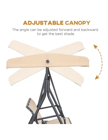 Outsunny 3 Seater Swing Chair, Garden Swing Bench with Canopy, Breathable Mesh Seat and Heavy Duty Steel Frame for Patio, Yard, 