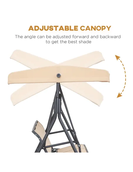 Outsunny 3 Seater Swing Chair, Garden Swing Bench with Canopy, Breathable Mesh Seat and Heavy Duty Steel Frame for Patio, Yard, 