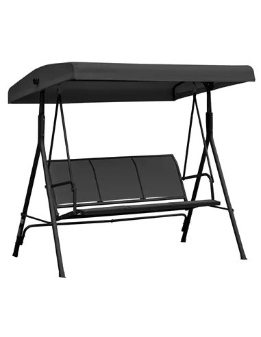 Outsunny Three-Seater Garden Swing Chair, with Canopy - Black