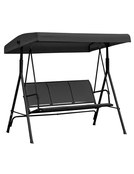 Outsunny Three-Seater Garden Swing Chair, with Canopy - Black